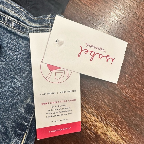 Ingrid & Isabel Maternity MIDI Denim Shorts With Full Bellyband Size 12 New - Picture 5 of 5